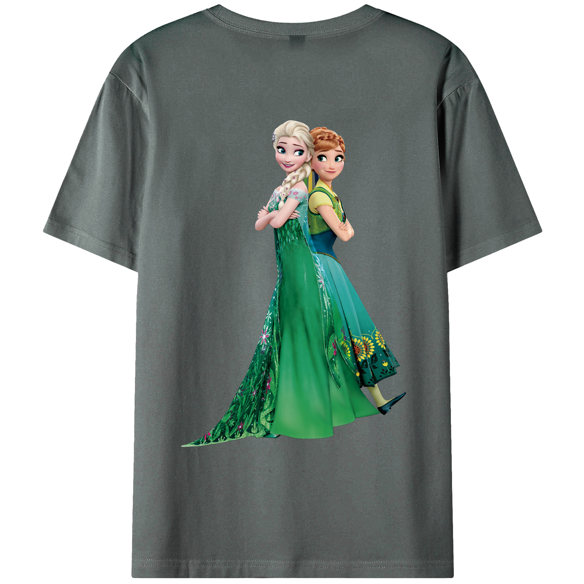 （画像用） アナと雪の女王 アンナ エルサ Frozen Anna Elsa 綿100％ メンズ半袖Tシャツ（バックプリント） 通気性